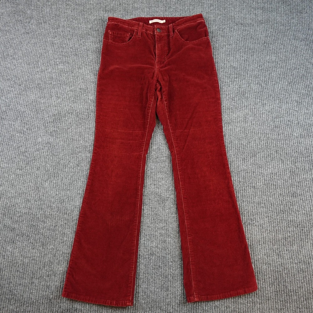 Levis 725 High Rise Bootcut Jeans Womens 28x30 Red Corduroy Pants 18759-0141